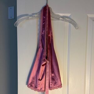 Pink Satin Halter Top